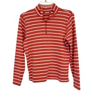 L.L. Bean womens long stripes 1/4 zip top, 100% cotton SZ M